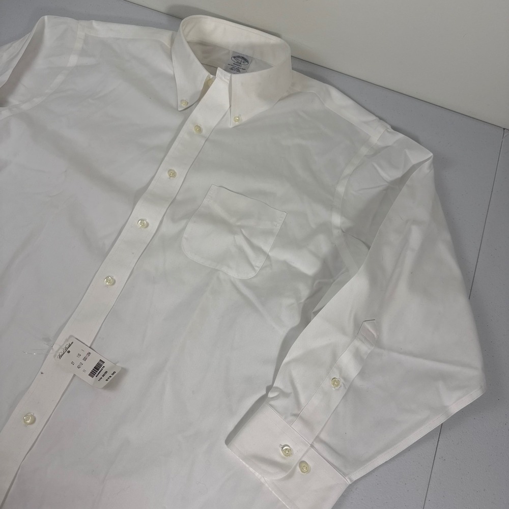 Brooks Brothers Regent Dress Shirt Mens 17.5 32/33 White Non-Iron Cotton NWT